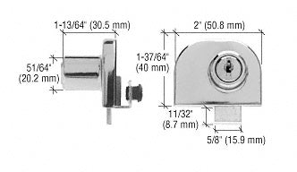 CRL Double Glass Door Lock - Keyed Alike