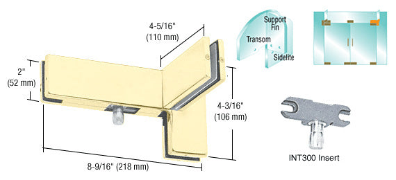 CRL Left Hand Sidelite Transom Patch with Support Fin Bracket and 1NT300 Insert
