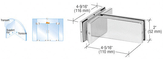 CRL Transom Mounted Patch Connector With Support Fin Bracket