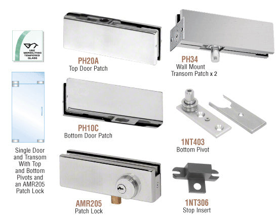 CRL North American Patch Door Kit for Use with Fixed Transom - With Lock