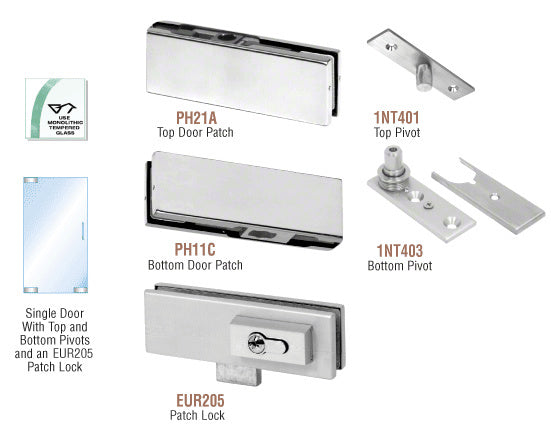 CRL European Patch Door Kit - With Lock