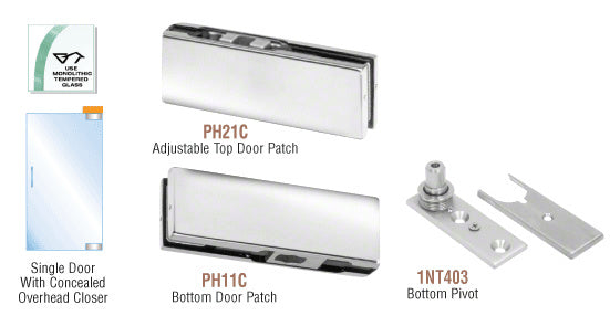 CRL European Patch Door Kit for Use with Overhead Door Closer - Without Lock
