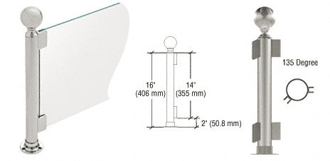 CRL 16" Round PP05 Elegant Series Counter/Partition 135 Degree Post with Air Space