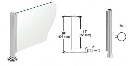 CRL Brushed Stainless 16" Round PP02 Elegant Series Counter/Partition End Post With Air Space