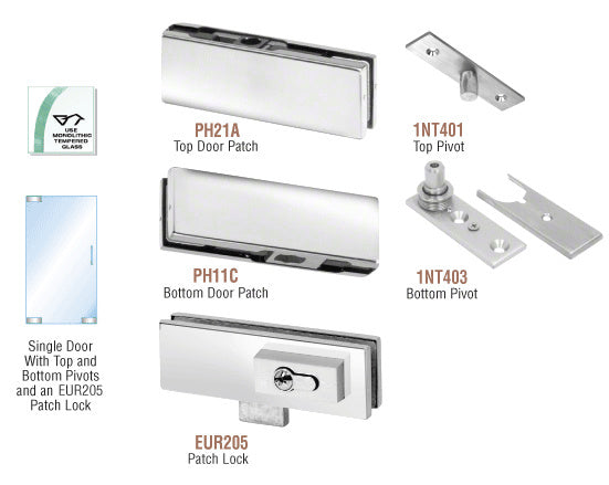 CRL European Patch Door Kit - With Lock