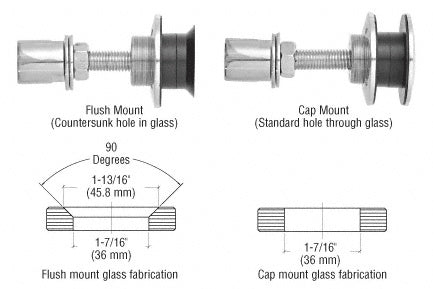 CRL 316 Steel Rigid Combination Fastener for 1/2" to 1-1/16" Tempered Glass