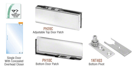 CRL North American Patch Door Kit for Use with Overhead Door Closer - Without Lock
