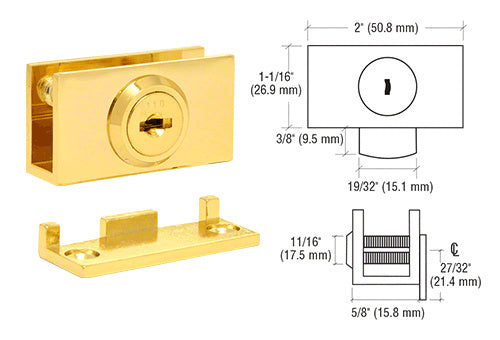 CRL Cam Lock with Stop Plate for 1/4" or 3/8" Glass - Randomly Keyed
