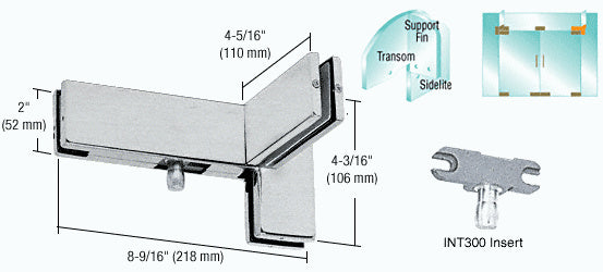 CRL Left Hand Sidelite Transom Patch with Support Fin Bracket and 1NT300 Insert