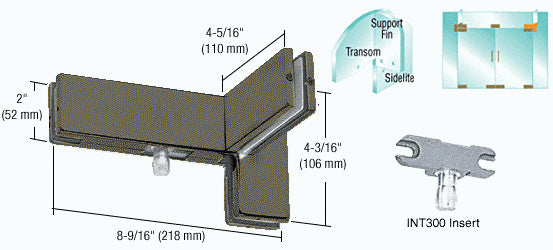 CRL Left Hand Sidelite Transom Patch with Support Fin Bracket and 1NT300 Insert