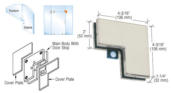 CRL Sidelite Mounted Transom Patch with Reversible Door Stop