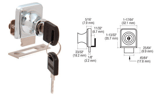 CRL Lock for 1/4" Cabinet Glass Door - Keyed Alike