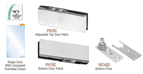CRL North American Patch Door Kit for Use with Overhead Door Closer - Without Lock