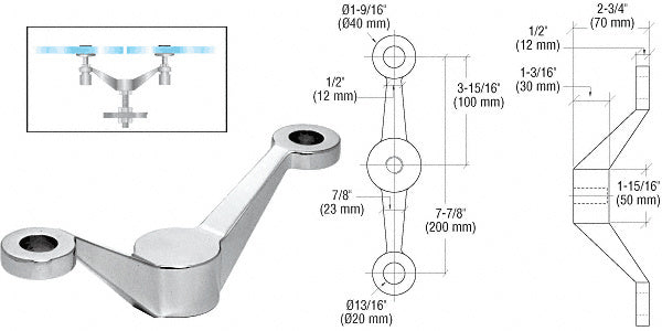 CRL Double Arm Heavy Duty Post or Column Mount Spider Fitting
