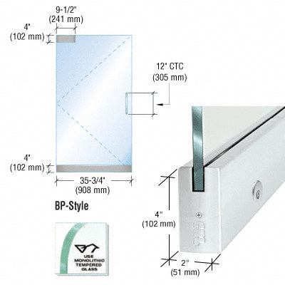 CRL Dry Glazed Frameless Glass 3' BP-Style Single Door Only Kit - with Lock