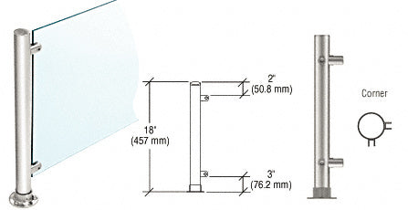 CRL 18" High 1-1/2" Round PP45 Contemporary Series Straight Front Counter/Partition Corner Post