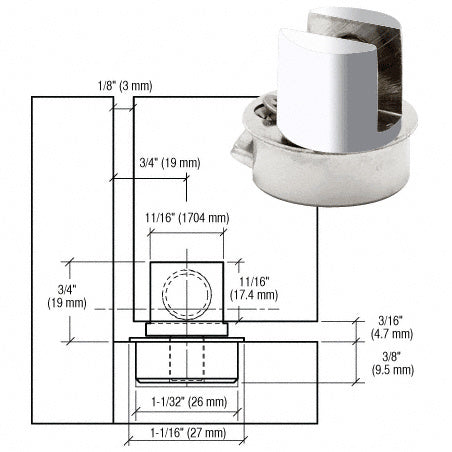 CRL Beretta Barrel Glass Door Hinge