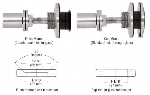 CRL 316 Steel Swivel Combination Fastener for 3/8" to 1/2" Tempered Glass