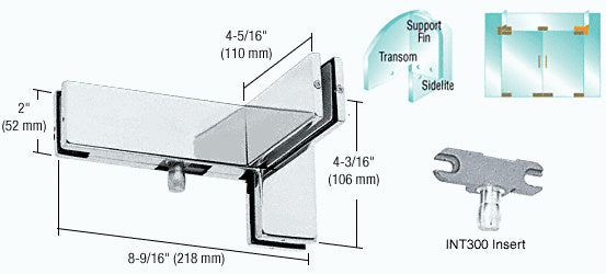 CRL Left Hand Sidelite Transom Patch with Support Fin Bracket and 1NT300 Insert