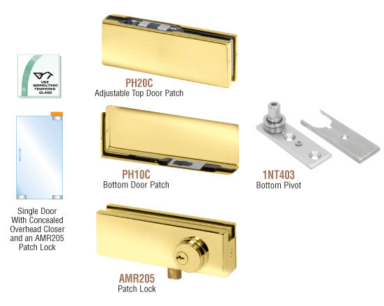 CRL North American Patch Door Kit for Use with Overhead Door Closer - With Lock