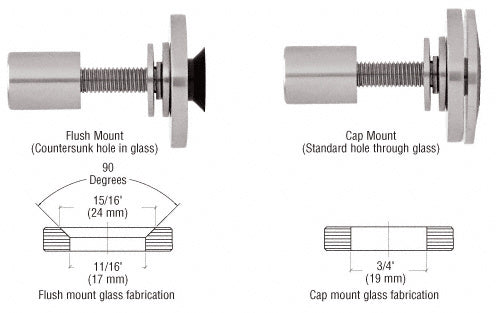 CRL 316 Steel Rigid Combination Fastener for 3/8" to 1/2" Tempered Glass
