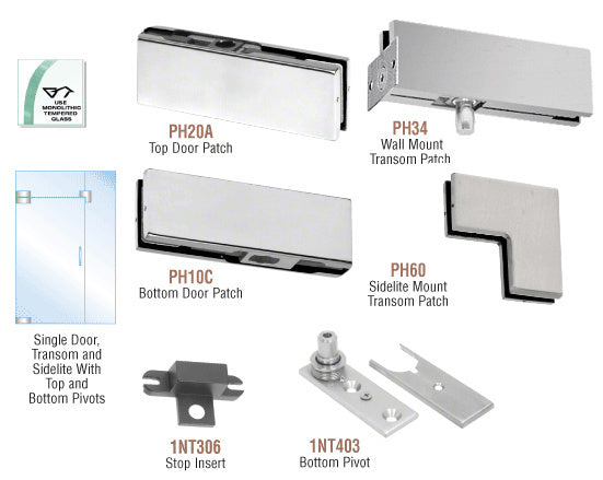 CRL North American Patch Door Kit for Use With Fixed Transom and One Sidelite - Without Lock