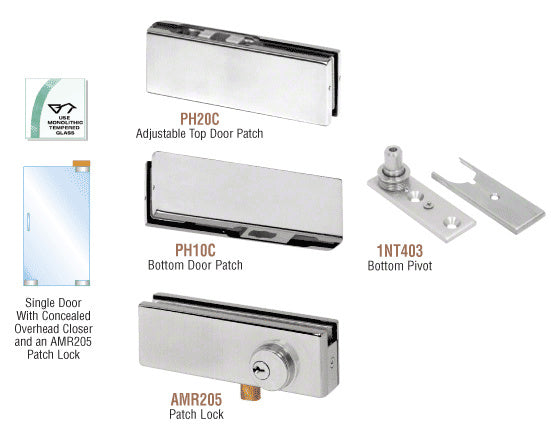 CRL North American Patch Door Kit for Use with Overhead Door Closer - With Lock