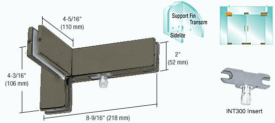 CRL Right Hand Sidelite Transom Patch with Support Fin Bracket and 1NT300 Insert