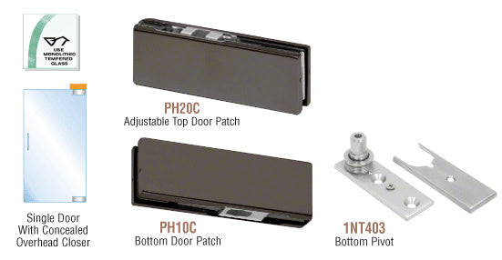 CRL North American Patch Door Kit for Use with Overhead Door Closer - Without Lock