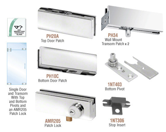 CRL North American Patch Door Kit for Use with Fixed Transom - With Lock