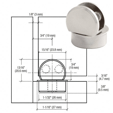 CRL Beretta Crescent Glass Door Hinge