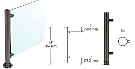 CRL Paint 18" High 1" Round PP56 Slimline Series Straight Front Counter/Partition End Post