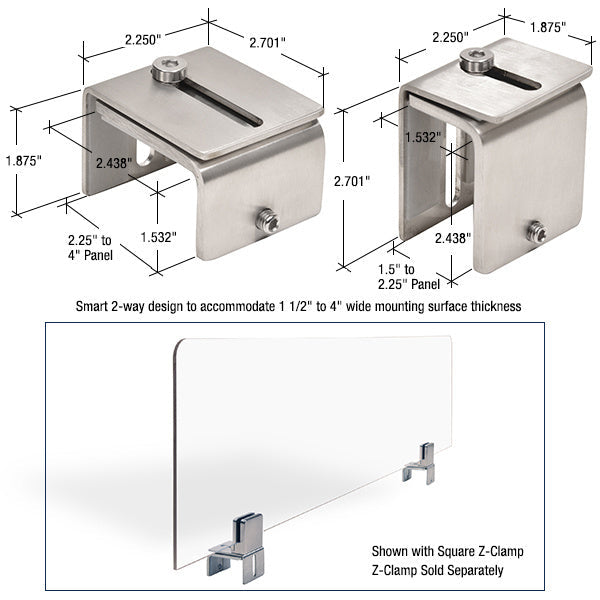 CRL Adjustable Brushed Stainless U-Clamp