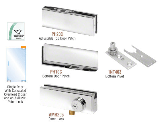 CRL North American Patch Door Kit for Use with Overhead Door Closer - With Lock