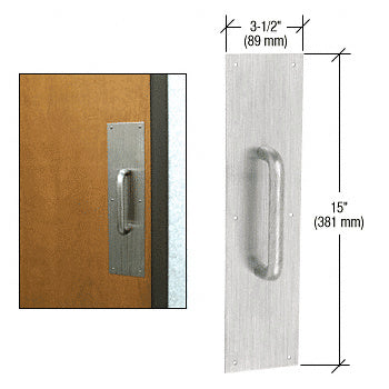 CRL 3/4" Diameter 6" Pull Handle with 3-1/2" x 15" Pull Plate