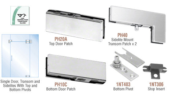 CRL North American Patch Door Kit for Use with Fixed Transom and Two Sidelites - Without Lock