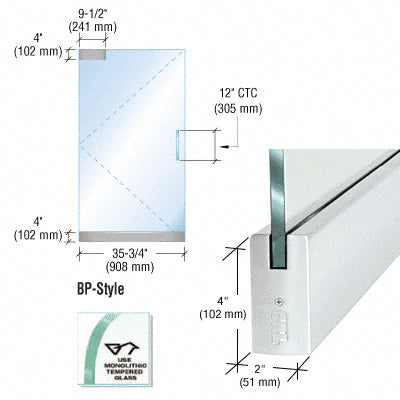 CRL Dry Glazed Frameless Glass 3' BP-Style Single Door Only Kit - without Lock