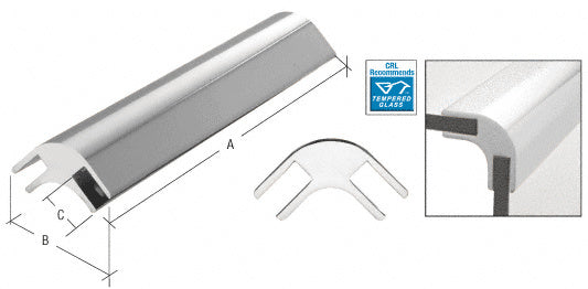 CRL Chrome 17-3/4" Long Bar Deluxe Glass Furniture Connector for 1/2" Glass