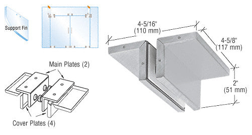 CRL Ceiling Mounted Support Fin Bracket Patch Fitting