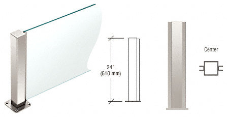 CRL Polished Stainless 24" High 1-1/2" Square PP43 Plaza Series Counter/Partition Center Post