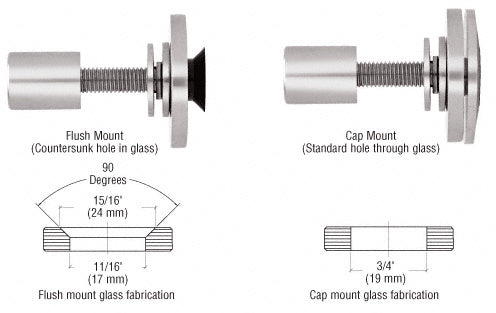 CRL 316 Steel Rigid Combination Fastener for 3/8" to 1/2" Tempered Glass