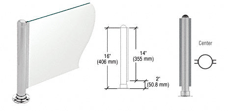 CRL Brushed Stainless 16" Round PP02 Elegant Series Counter/Partition Center Post With Air Space