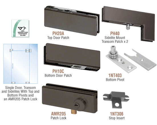 CRL North American Patch Door Kit for Use with Fixed Transom and Two Sidelites - With Lock
