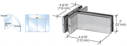 CRL Transom Mounted Patch Connector With Support Fin Bracket
