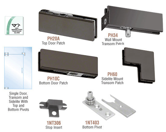 CRL North American Patch Door Kit for Use With Fixed Transom and One Sidelite - Without Lock