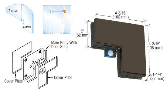 CRL Sidelite Mounted Transom Patch with Reversible Door Stop