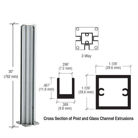 CRL  30" 3-Way Design Series Partition Post