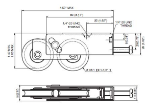 Rockwell 5104 End Adjust Tandem Roller For Sliding Glass Doors 1.5″ Wheels