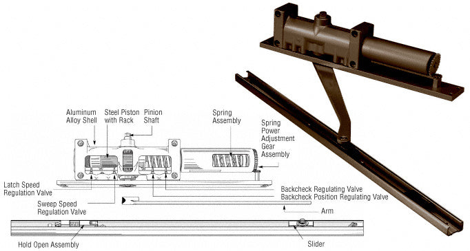 CRL Norton® 7900 Series Hold Open Left Hand Interior Door Closer