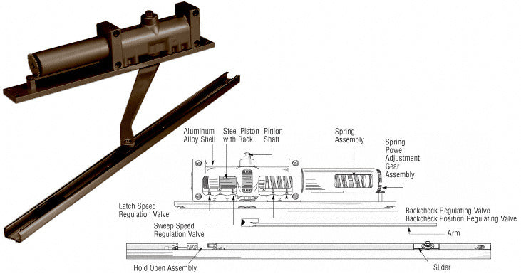 CRL Norton® 7900 Series Hold Open Right Hand Interior Door Closer